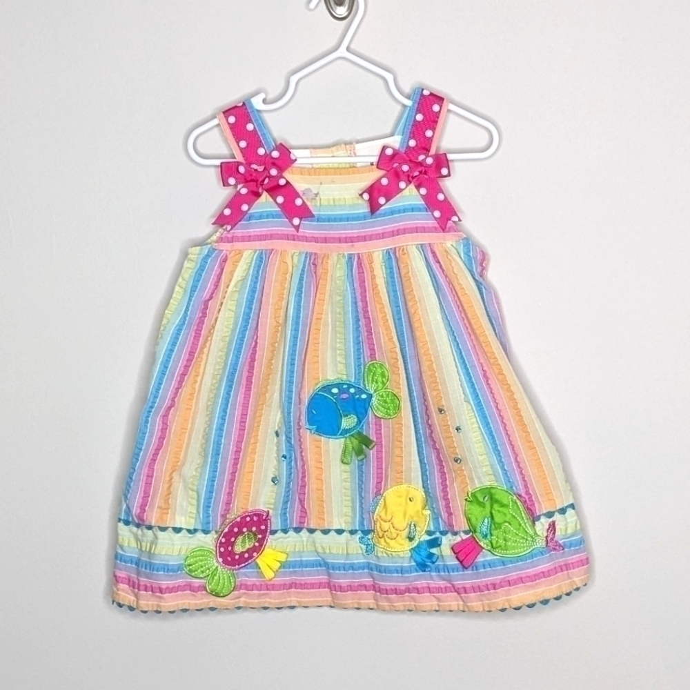 Rare Editions Fish Rainbow Dress 18m